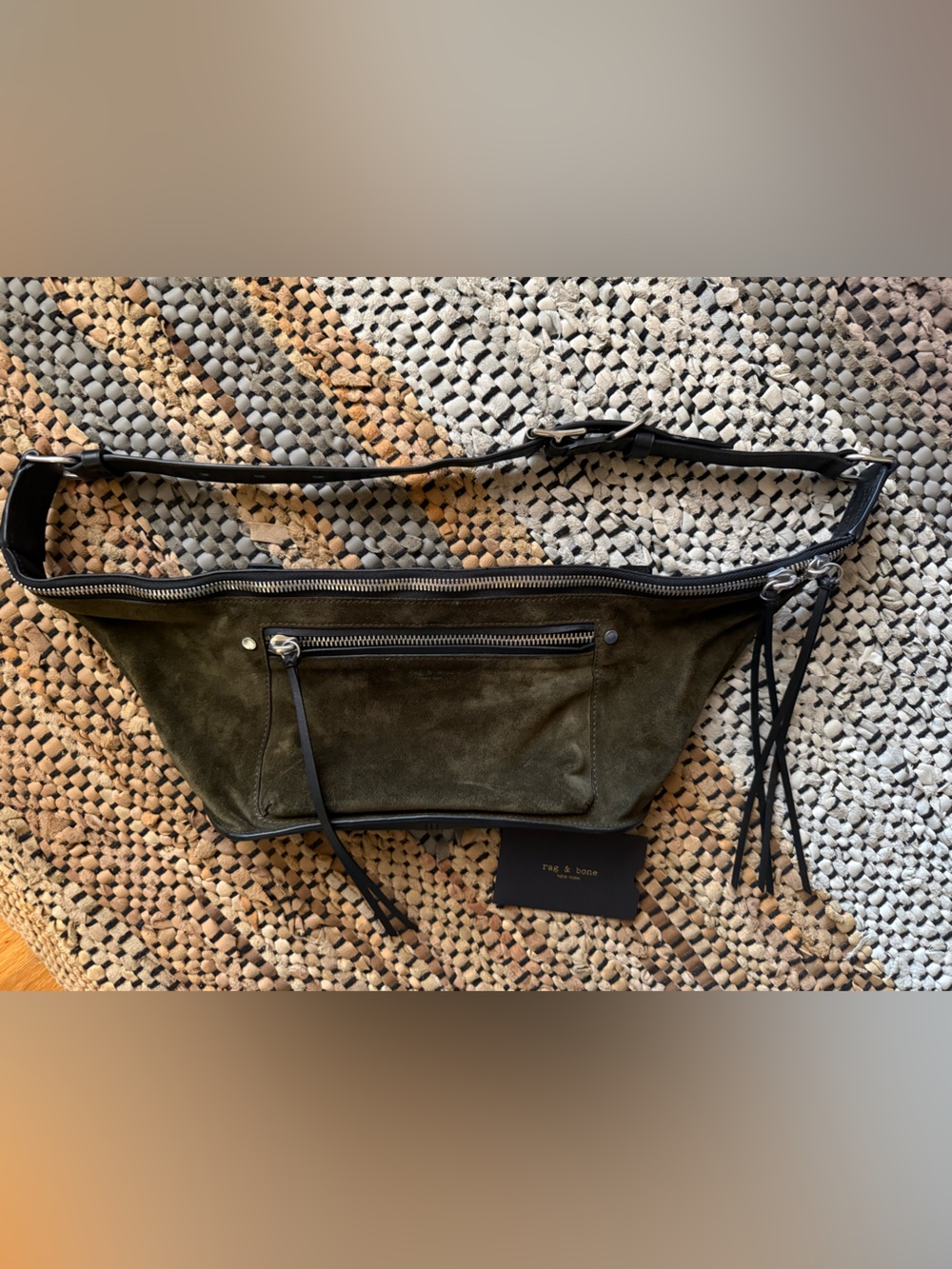Rag & Bone Olive Suede Elliot Fanny Large